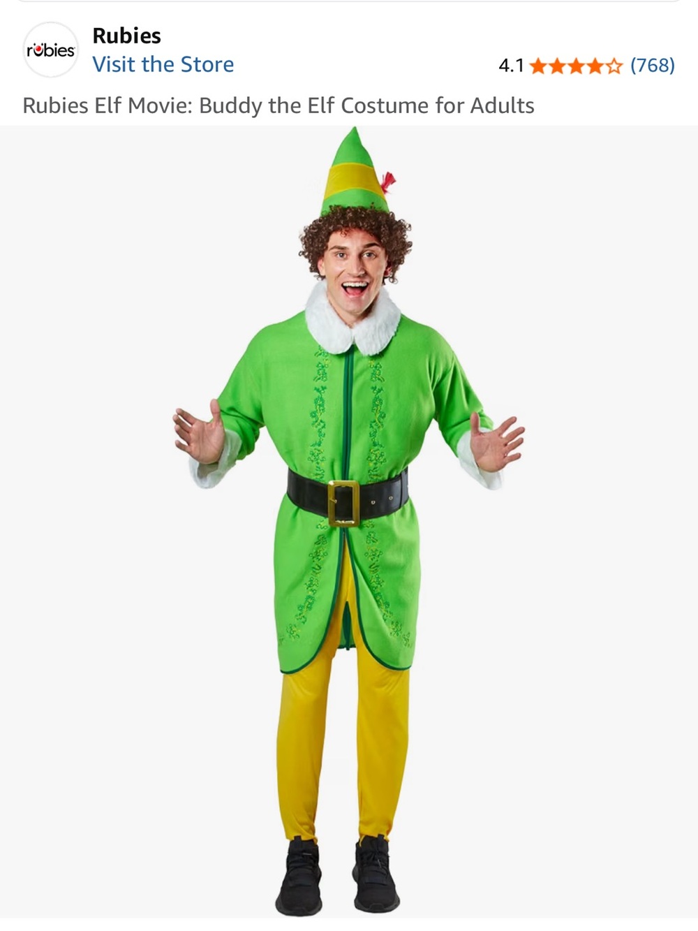 Elf Costume- Green and Yellow Elf Costume with Black Belt